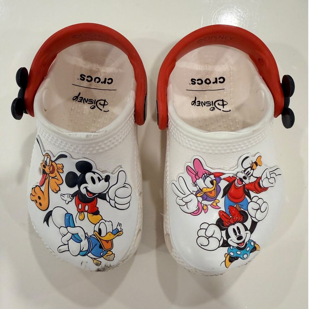 Disney Crocs Mickey Mouse & Friends Clogs C6 White Red Kids Mickey Minnie